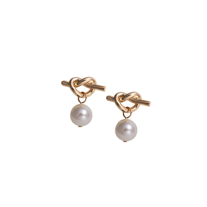 Heart Shape Gold-Plated Brass Pearl Earrings