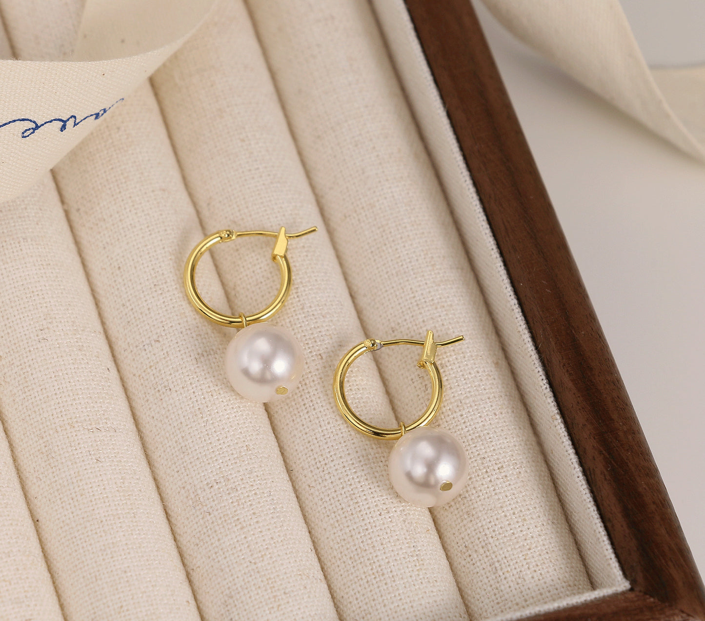 14k Gold Plated Pearl Earrings